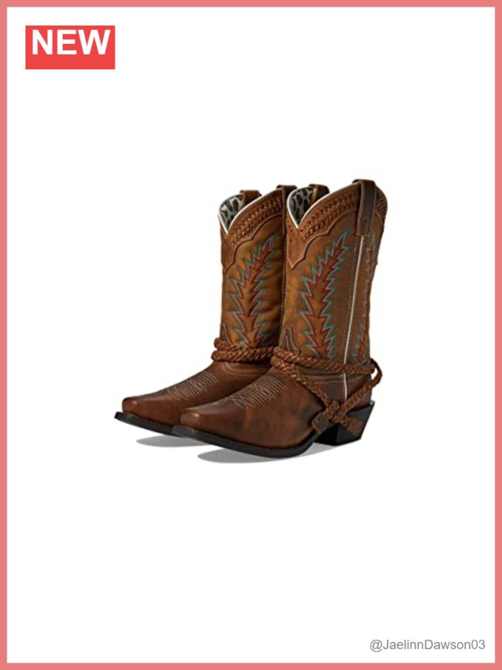 Western Cowboy Boots Square Toe Leather Mid-Calf Pull-On